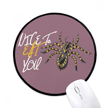 Imagem de DIYthinker Tapete de rato padrão de ilustração de teia de aranha de insetos desktop escritório tapete redondo para computador