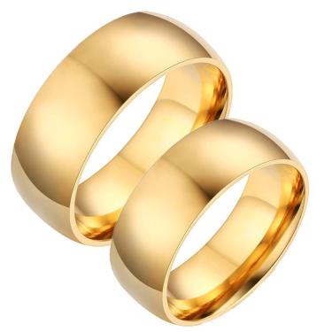 Imagem de Par De Alianças  Casamento Namoro Noivado 8mm Banhada a ouro 18k