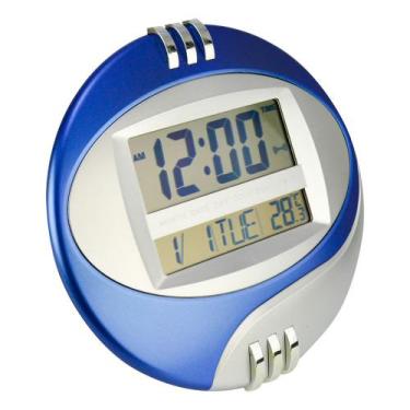 Imagem de Relógio De Parede Alarme Termômetro Azul 26 Cm Cbrn15351 - Commerce Br