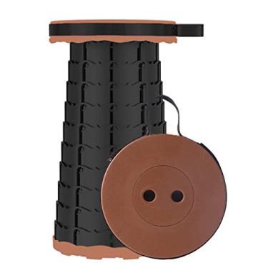 Imagem de KELATI Banco dobrável, banco retrátil telescópico com saco de armazenamento, capacidade de 180 kg, para viagens ao ar livre, pesca, caminhadas e churrasco (incluindo bolsa de armazenamento) - marrom