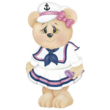 Imagem de Aplique MDF e Papel Litoarte 8 cm - Modelo APM8-960 Ursinha Marinheira