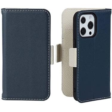 Imagem de MAALYA Capa de telefone flip, para Apple iPhone 13 Pro Max (2021) carteira de couro de 6,7 polegadas [suporte de cartão] fecho magnético folio capa com suporte (cor: azul)