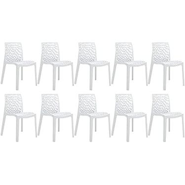 Imagem de Loft7, Kit 10x Cadeiras Gruvyer, Polipropileno, Jantar, Cozinha, Sala de Estar e Lazer - Branco