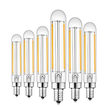 Imagem de Lâmpadas Rayhoo E12 de LED reguláveis Candelabro 4W 110V Edison, formato tubular T20, 400LM, substituição incandescente 40W, 2700K branco quente, pacote com 6