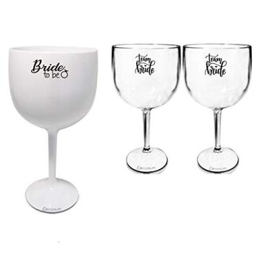 Imagem de 3 Taças Gin Acrilico 550ml Branca e Transparente Despedida de Solteira