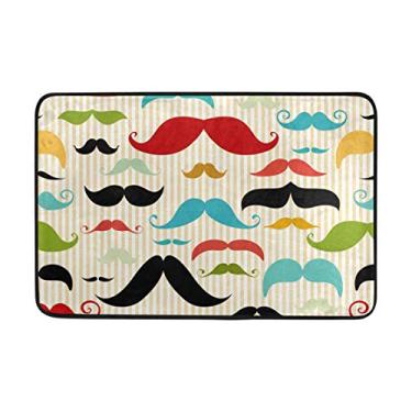 Imagem de My Daily Mustache Capacho listrado vintage 40 x 60 cm, sala de estar, quarto, cozinha, banheiro, tapete impresso de espuma leve
