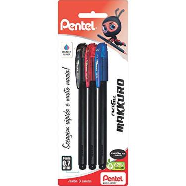 Imagem de Pentel Caneta Gel Energel Makuro 0.7mm Kit 3 Cores SM/BL417-ABC