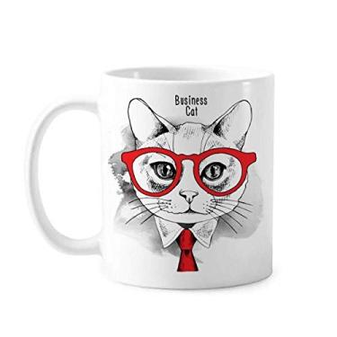 Imagem de Bussiness Cat Head Protect Animal Pet Lover Caneca Cerâmica Café Porcelana