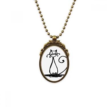 Imagem de DIYthinker Colar de cauda encaracolada, gato sorriso, linha antiga, pingente de contas vintage