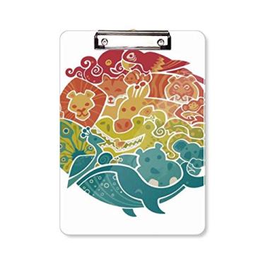 Imagem de Prancheta com ilustração abstrata de peixe azul oceano pasta, bloco de escrita A4