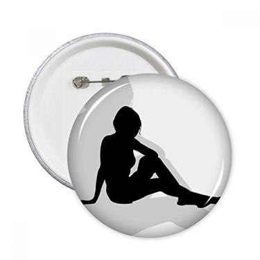Imagem de Linda mulher sexy silhueta sentada pinos redondos distintivo decoração roupas 5 peças presente