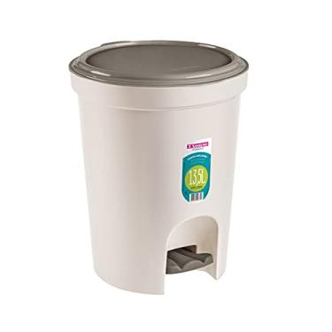 Imagem de Sanremo - Lixeira Plástica com Pedal de 13,5 Litros, Cor Creme, Linha Casablanca