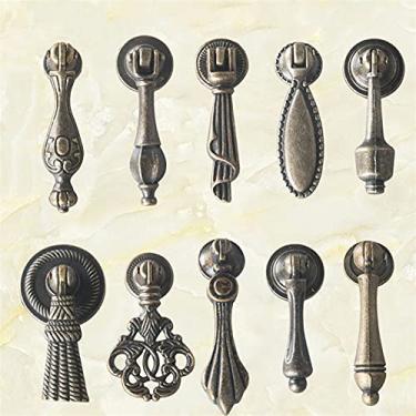 Imagem de 2 unidades Maçanetas e maçanetas de gabinete vintage Porta do armário Gaveta de gabinete Hardware de móveis de latão antigo Shell guarda-roupa puxadores puxadores, 4