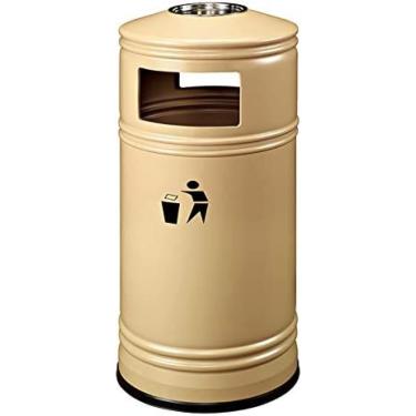 Imagem de Lata De Lixo Ao Ar Livre Lata De Lixo Cilíndrica Longa Cinto De Metal De Grande Capacidade Cinzeiro Lixeira Comercial Simples Com Tampa,B,Constructive23