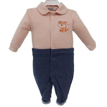 Imagem de Macacão Longo Bebê Menina Luxo Zafielo Moletino Inverno 547  - Rosa pessego - GG ( 9 - 12 MESES )-Feminino