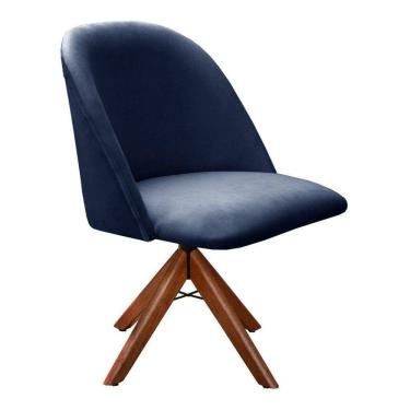 Imagem de Poltrona Gaia Cadeira Giratória Pé Madeira Decoração Moderna Recepção Escritório