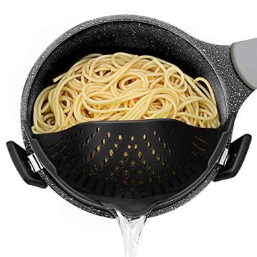 Imagem de Coador de macarrão, clipe de coador de panela em silicone - clipe ajustável em coador para panelas, coadores e escorredores, coador de silicone, coador de alimentos, escorredor de macarrão, coador da