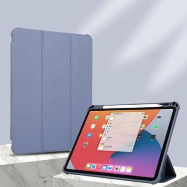 Imagem de Capa para tablet Capa tripla para tablet inteligente compatível com iPad Pro 12,9 polegadas 2020, com porta-lápis, capa traseira transparente e transparente, suporte fino, capa de TPU à prova de choqu