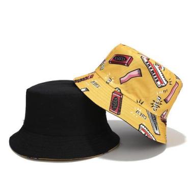 Imagem de Boné Chapéu Bucket Hat Balde Chiclete Dupla Face Amarelo - Bulier Moda