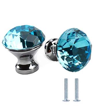 Imagem de Puxador de gaveta, 10 peças, puxador de gaveta de vidro cristal em forma de diamante puxadores de armário com parafusos