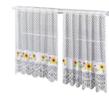 Imagem de Cortina Pia Vitro Renda Cozinha Girassol 1,60X0,80 Alt
