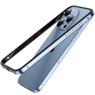 Imagem de Estrutura de metal de alumínio leve para iPhone 12 13 14 Plus 15 Pro Max Titanium Bumper Case Híbrido Siliicone Acessórios traseiros, Sierra BK Ping, para iPhone 12