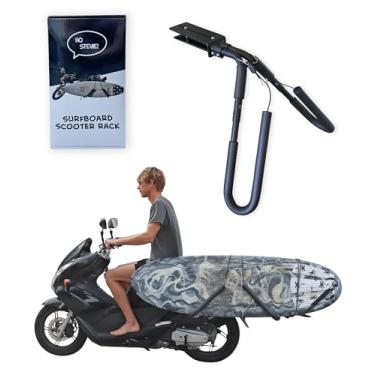 Imagem de Rack de prancha de surfe para scooter/ciclomotor/eBike – Fácil instalação para a maioria das scooters – menos gasolina, fácil estacionamento – para pranchas de surfe de 2,5 m ou menos