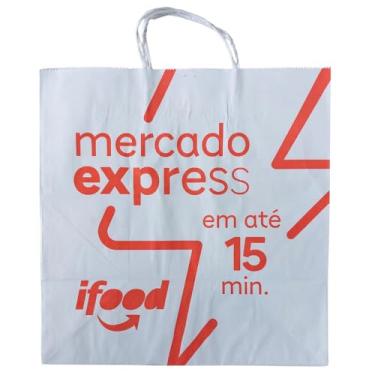 Imagem de Sacola Kraft Branca Ifood 31 x 19 x 32