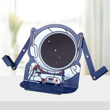Imagem de Honagu Suporte de livro de metal para leitura com as mãos livres, suporte ajustável para livros de receitas, presente de aniversário de Natal para meninas e meninos (astronauta)