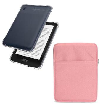 Imagem de enoxboo Cague e Saco de Pano Transparente para 6 "Kobo Clara 2e 2022 Lançado/Clara Color/Clara BW 2024 Lançado, Ultra Slim Soft E Matte Transparent Capa TPU Case Clear, Model:N365 and N506