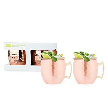 Imagem de True Canecas de cobre Hammered Moscow Mule, pacote com 2, utensílios especiais para coquetéis, 473 ml