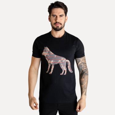 Imagem de Camiseta Acostamento Casual Wolf Logo Preta