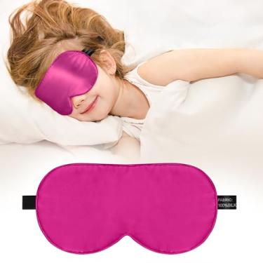 Imagem de Máscara de dormir infantil, máscara de olho 100% de seda pura natural real com alça ajustável, máscara de olhos para crianças vendadas para dormir, sombra para meninos, meninas e adultos, conforto sem