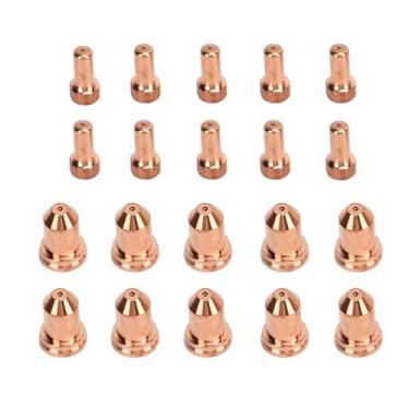 Imagem de 10 PCS 52558 Eletrodo de Plasma + 10 PCS 51311 P1.3 Ponta do Bico de Plasma Ponta do Eletrodo de Plasma de Latão para PT80 IPT-80 PTM-80 Consumíveis Tocha de Corte Adequados