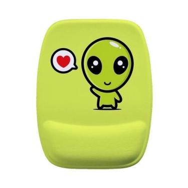 Imagem de Mousepad com apoio - Allien verde coração - JDM