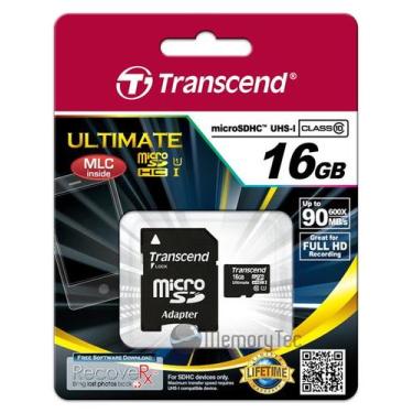 Imagem de Cartão de Memória Transcend MicroSDHC 16GB Classe 10 Ultimate