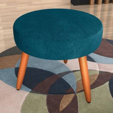 Imagem de Puff Para Sala Redondo Manaus Veludo Turkey Petróleo