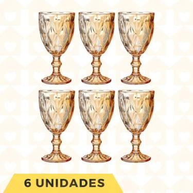 Imagem de Kit 6 Peças Copo Taças Vidro 330ML Diamond Ambar  - Class Home, Ambar 