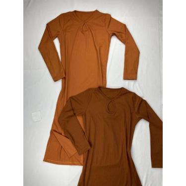 Imagem de Vestido Manga Longa com Degote em Gota Frontal com fenda - Elevacci, M