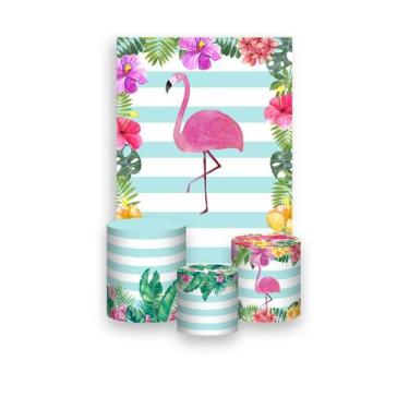 Imagem de Painel De Festa Vertical 1,50 x 2,20 + Trio De Capas Cilindro - Flamin