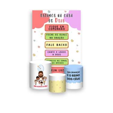 Imagem de Painel De Festa Vertical 1,50 x 2,20 + Trio De Capas Cilindro - Igreja