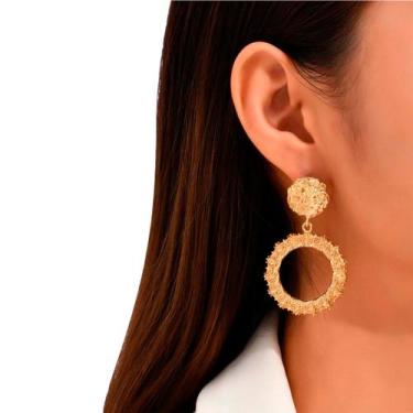 Imagem de Brinco Festa Feminino Delicado Argola Strass Luxo Sobrepor - anjo da m
