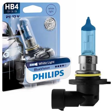 Imagem de Lâmpada Farol Philips BlueVision Azulada HB4 12V 51W 3700k 9006BVB1