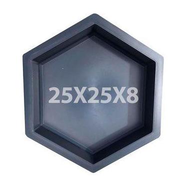 Imagem de Kit 10 Formas Sextava 25x25x8 Lisa Preta Piso Calçada Exterior Paver -