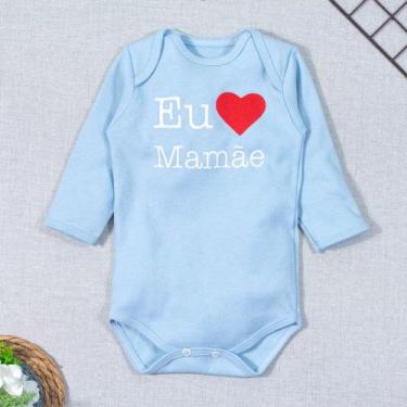 Imagem de Body longo de bebê frase eu amo a mamãe azul claro - Era Uma Vez, 0-3M