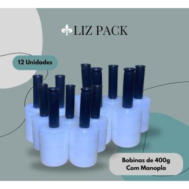 Imagem de Filme Stretch, Kit 12 Bobinas de 10 cm com manopla. Uso facil, com 400