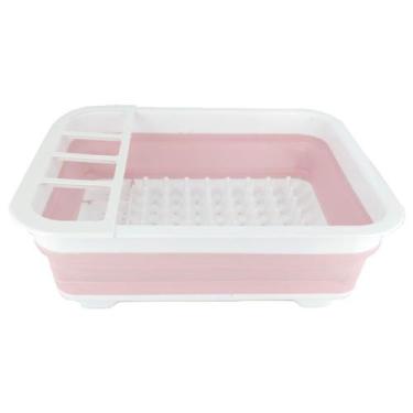 Imagem de Escorredor de Louças Retrátil de Silicone - Rosa Bebe - Coisaria