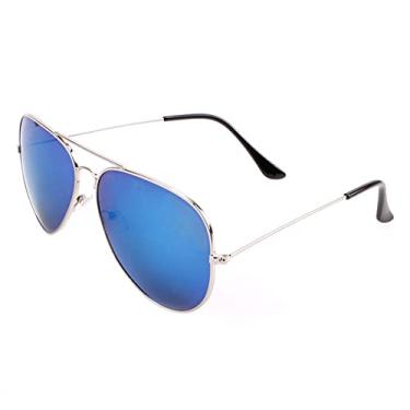 Imagem de Creamily Óculos de sol aviador infantil com proteção UV para meninas e meninos de 2 a 9 anos, E-blue flash, One Size