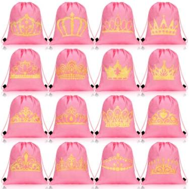 Imagem de Funtery 16 peças de lembrancinhas de princesa, presentes de princesa, rosa, doces, sacos de cordão para presente de aniversário, lembrancinhas de casamento, decoração de festa