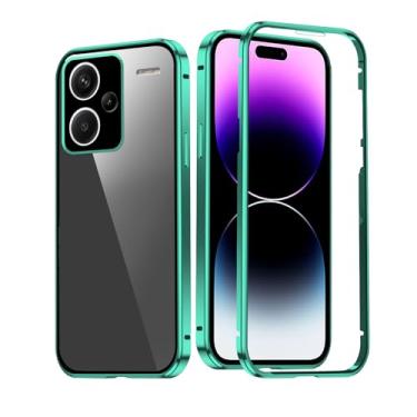 Imagem de Compatível com Redmi Note 13 Pro Plus, capa dupla face de vidro espelhada, preta, capa para celular Xiaomi Redmi Note 13 Pro Plus, adsorção magnética, à prova de choque, capa fina de luxo (verde)